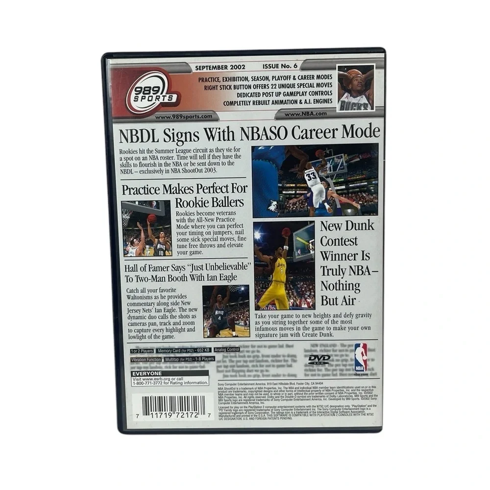 PlayStation 2 989 Sports NBA Shootout 2003 Ray Allen Basketball Video Game